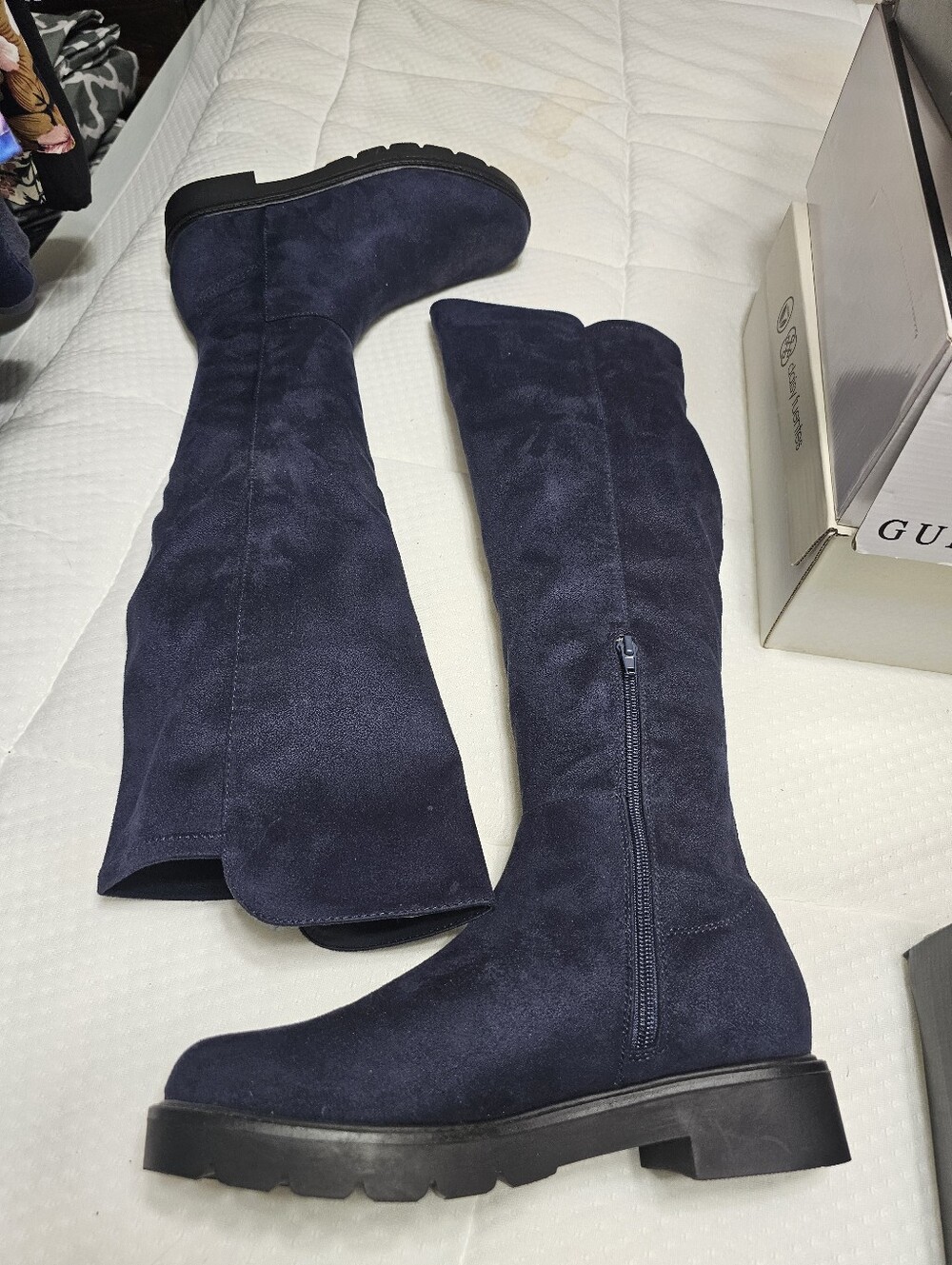 Brand New Nine West Women’s Size 8 Navy Suede Knee-High Zip Boots